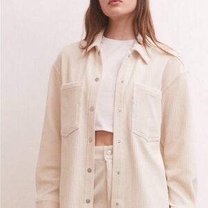 Z Supply Women's Ivory Corduroy Utility Shirt Jacket Size XS